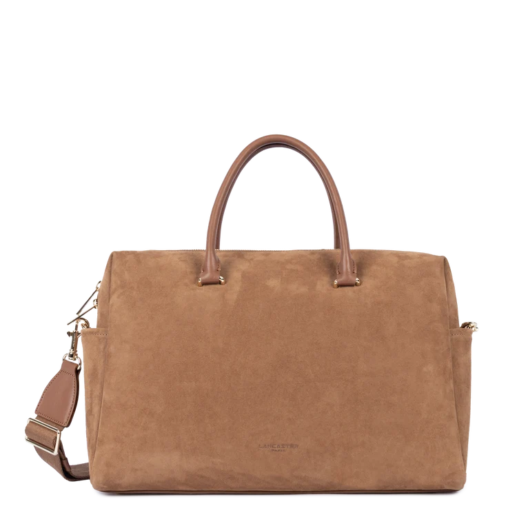 Sac cabas main camel en velours Suede Cube Lancaster 530-60