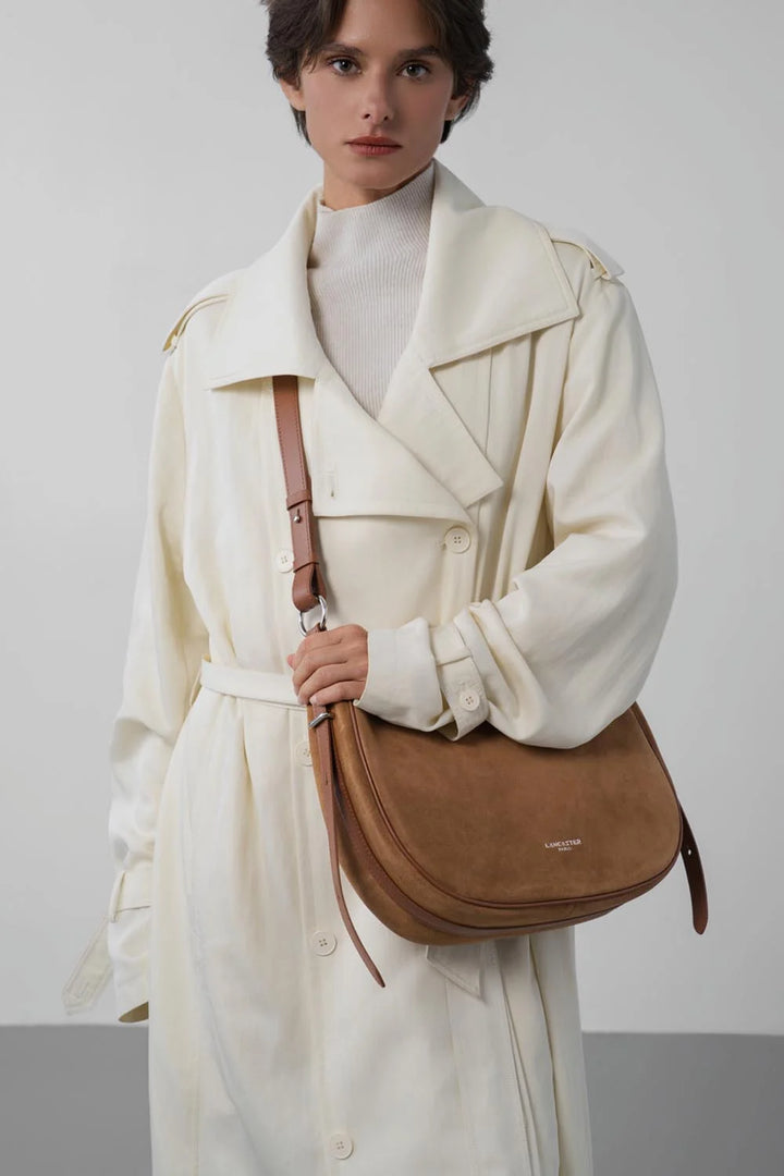 Grand Sac Besace Lancaster Suède 480-082 : Cuir Velours Lancaster