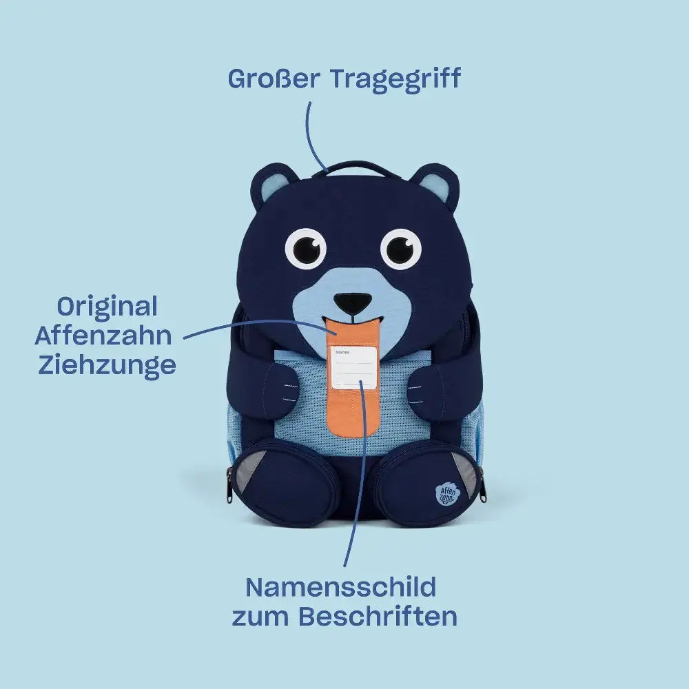 Grand Sac à Dos Affenzahn Ours Bleu Affenzahn