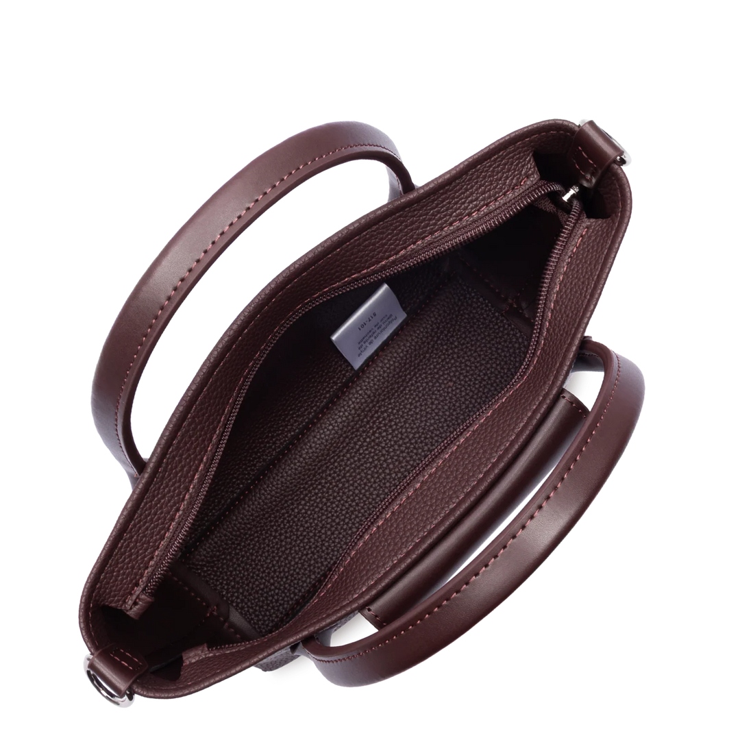 Mini sac cabas à bandoulière en cuir marron Lancaster Maya Double 517-101