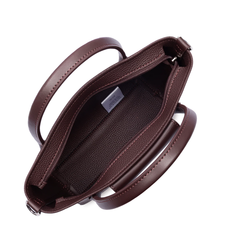 Mini sac cabas à bandoulière en cuir marron Lancaster Maya Double 517-101