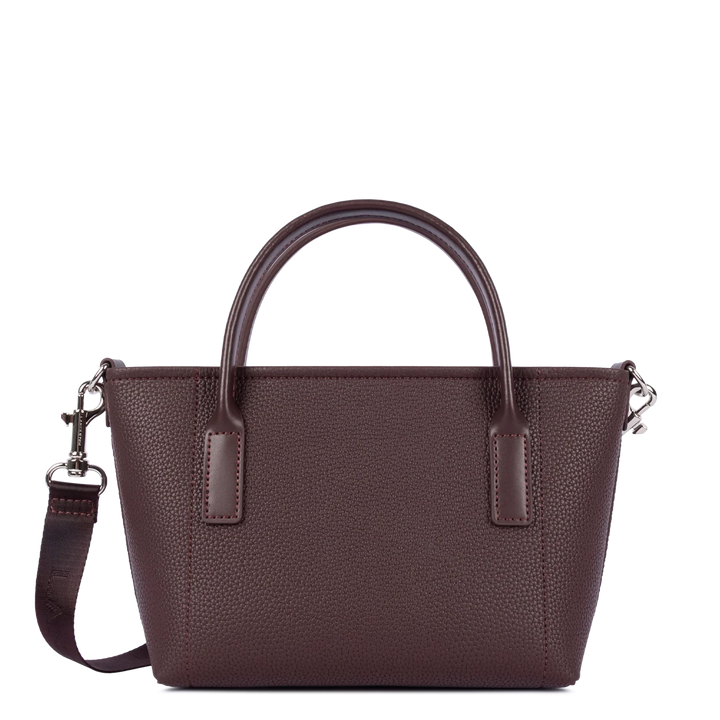 Mini sac cabas à bandoulière en cuir marron Lancaster Maya Double 517-101