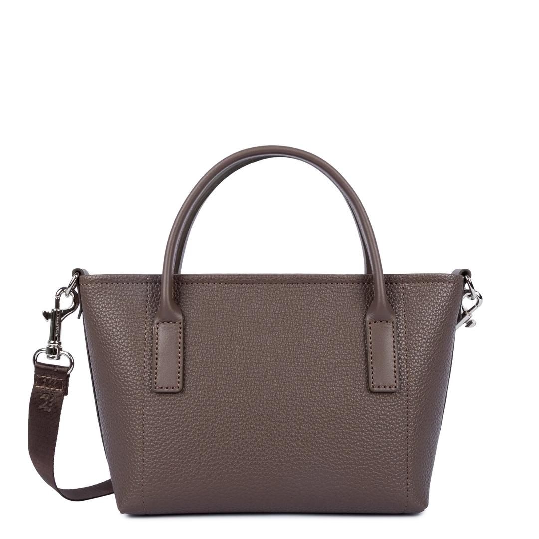 Mini sac cabas à bandoulière en cuir marron Lancaster Maya Double 517-101