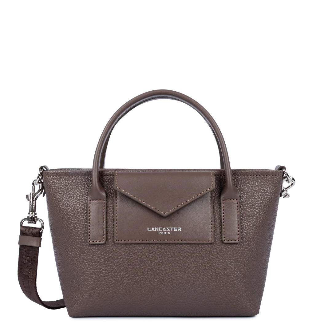 Mini sac cabas à bandoulière en cuir marron Lancaster Maya Double 517-101