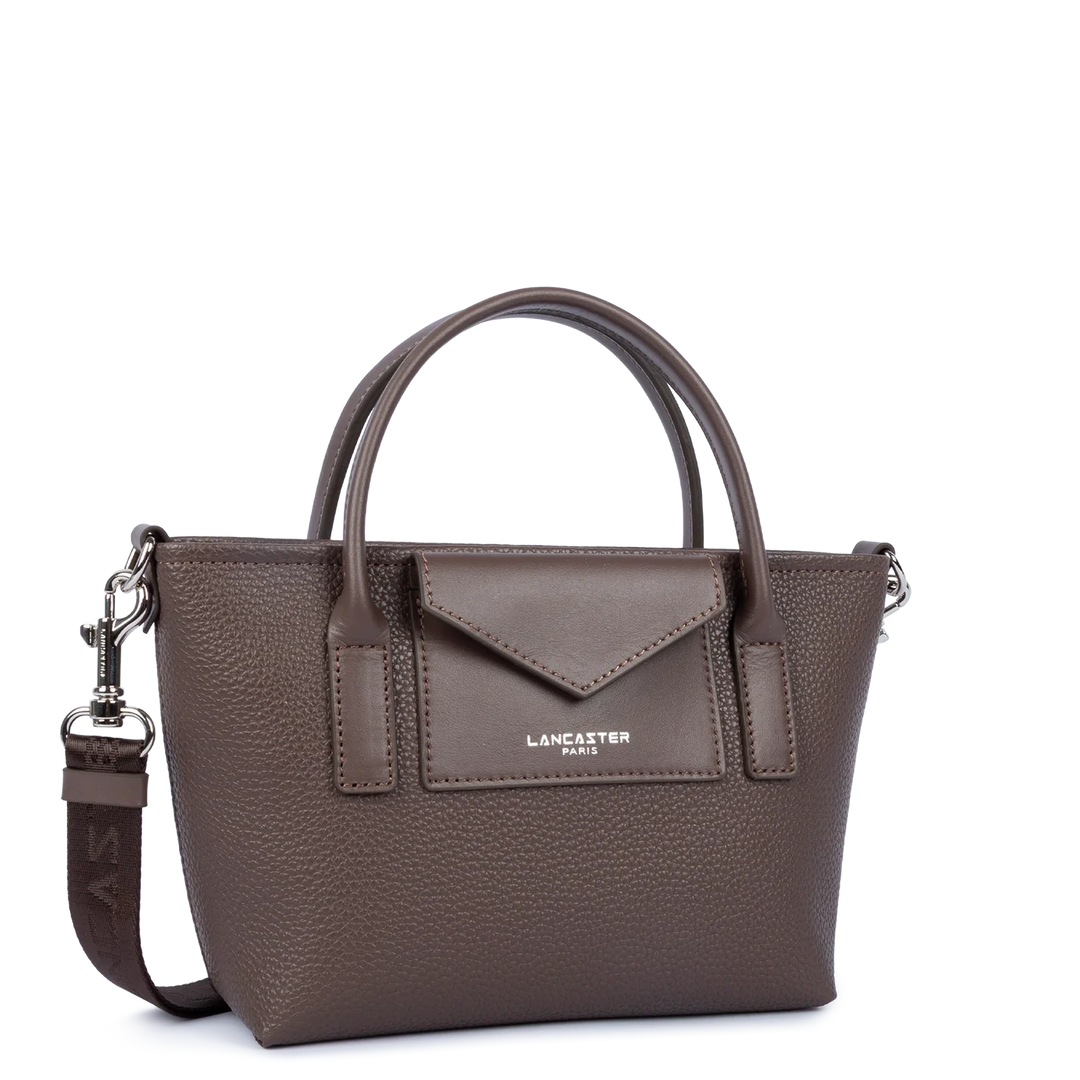Mini sac cabas à bandoulière en cuir marron Lancaster Maya Double 517-101