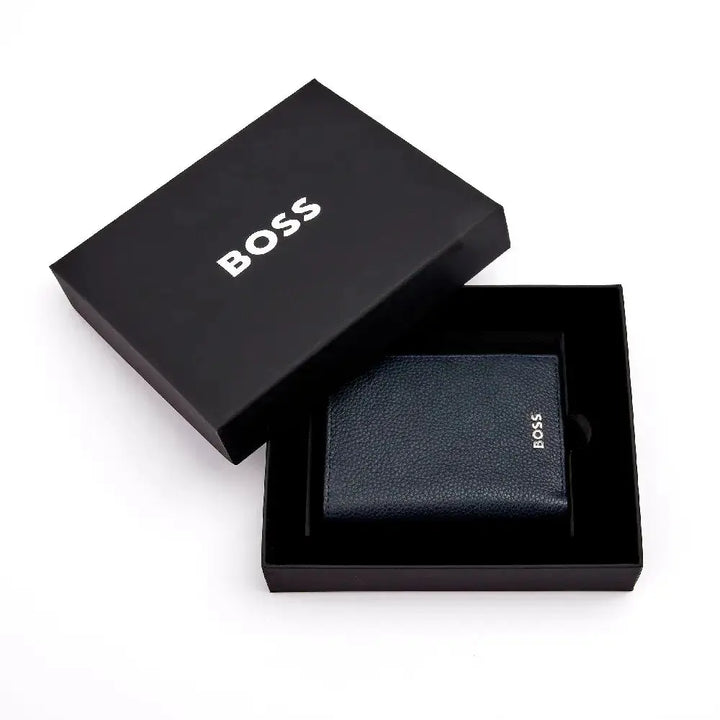 Porte-cartes Hugo Boss Classic Grained en cuir grainé bleu - Melisac