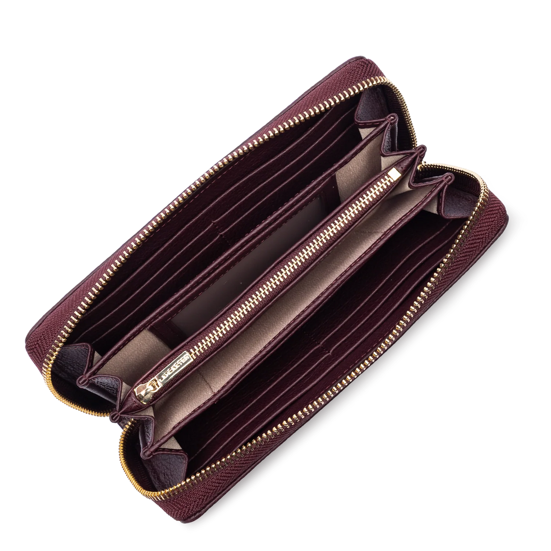 Portefeuille bordeaux en cuir Lancaster Dune 129-18 pour femmes