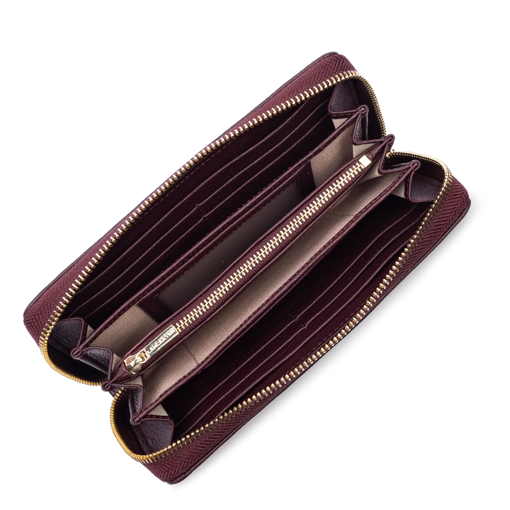Portefeuille bordeaux en cuir Lancaster Dune 129-18 pour femmes
