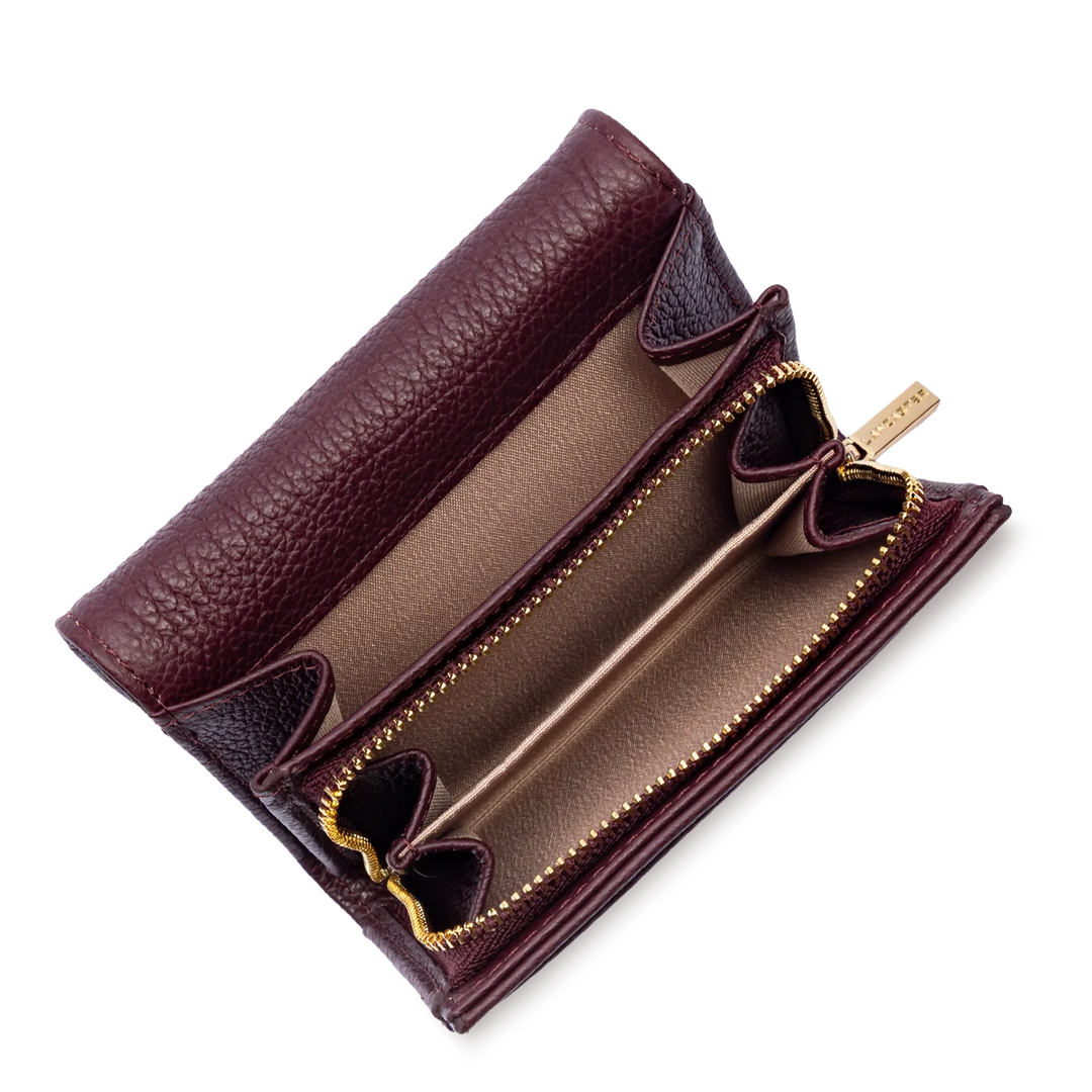 Portefeuille bordeaux en cuir Lancaster Dune 129-19 pour femme