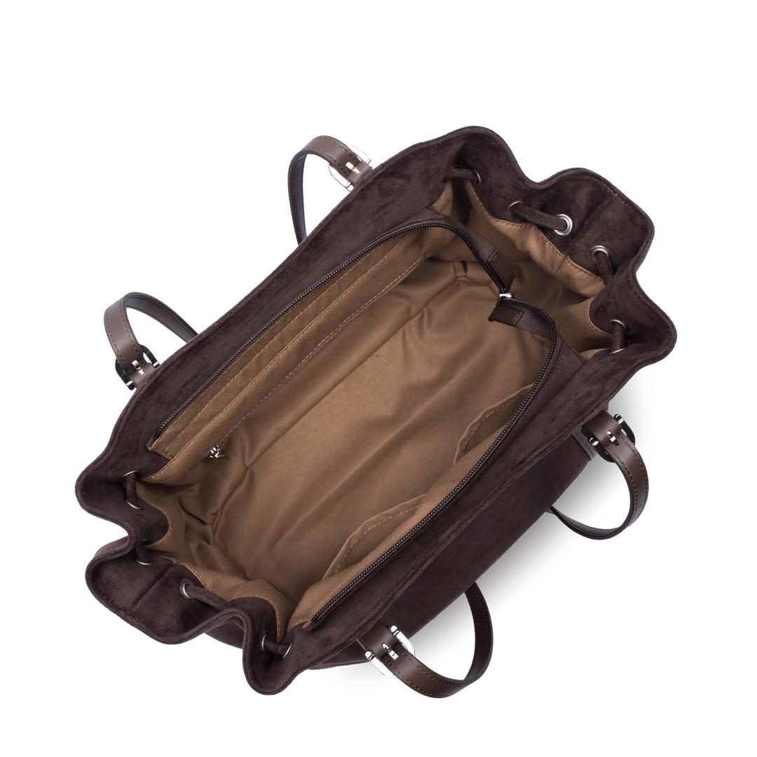 Sac cabas en velours marron Lancaster 518-097