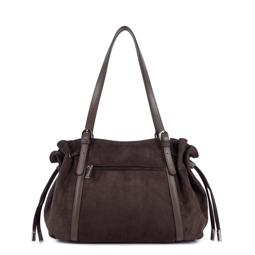 Sac cabas en velours marron Lancaster 518-097