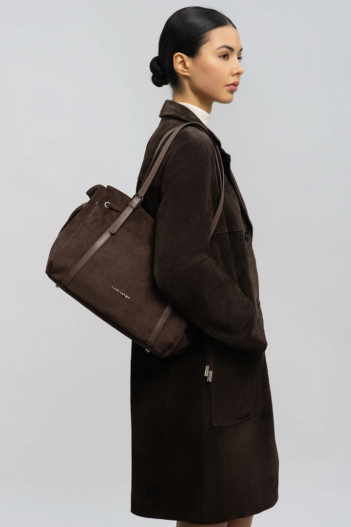 Sac cabas en velours marron Lancaster 518-097
