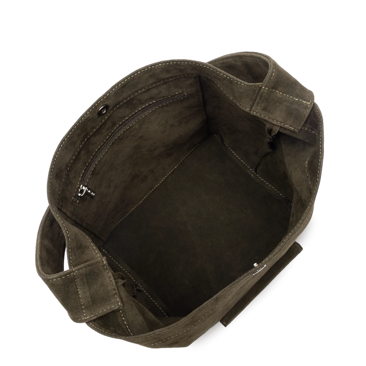 Mini Sac Seau en velours kaki Lancaster 518-060