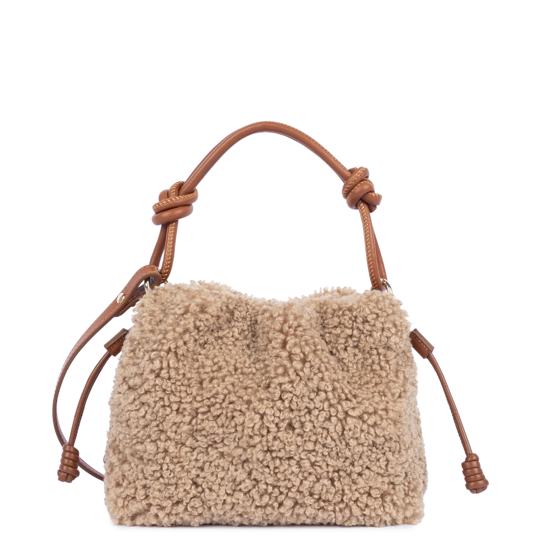 Petit Sac Besace en moumoute marron Lancaster 518-087