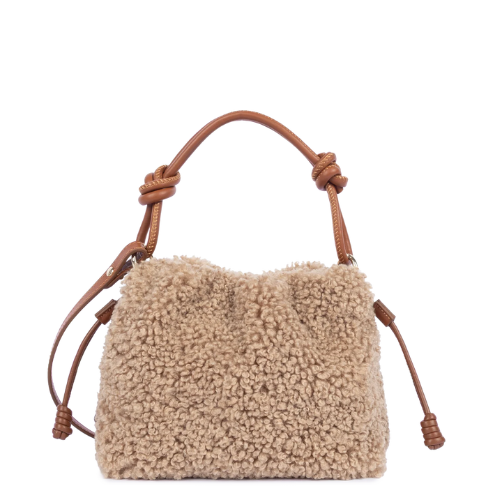 Petit Sac Besace en moumoute marron Lancaster 518-087