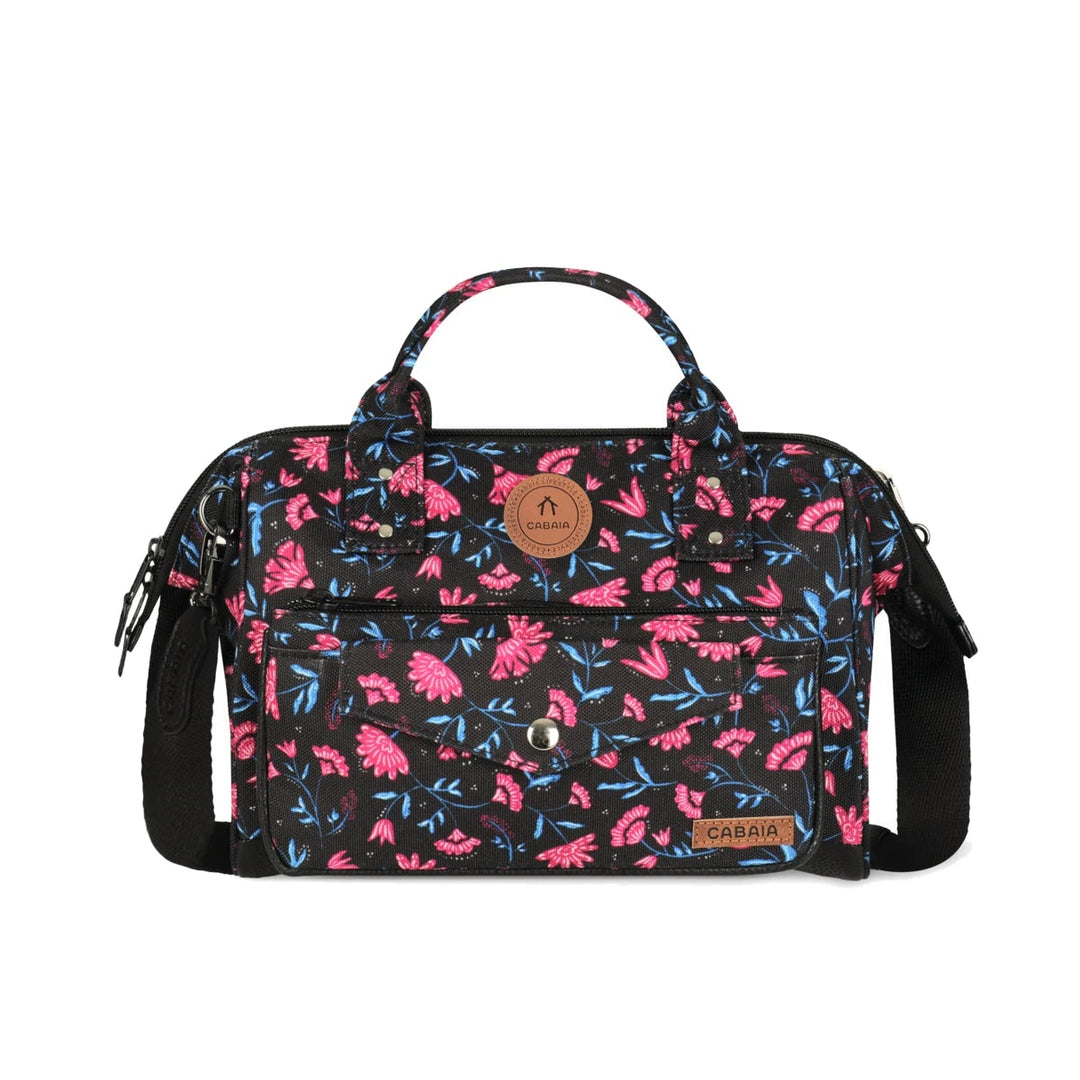 Sac bandoulière crossbody medium noir fleurs Subaraya Cabaia