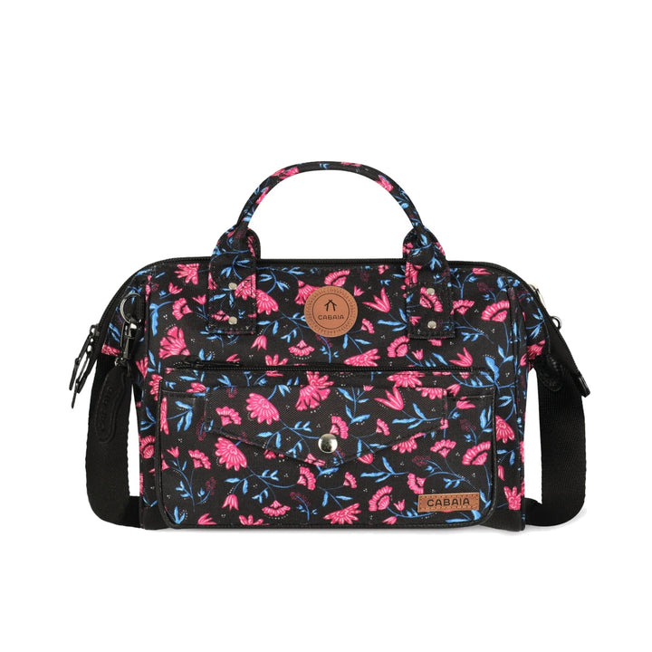 Sac bandoulière crossbody medium noir fleurs Subaraya Cabaia