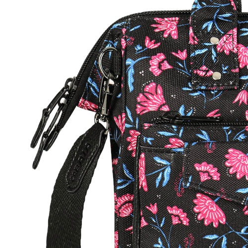 Sac bandoulière crossbody medium noir fleurs Subaraya Cabaia