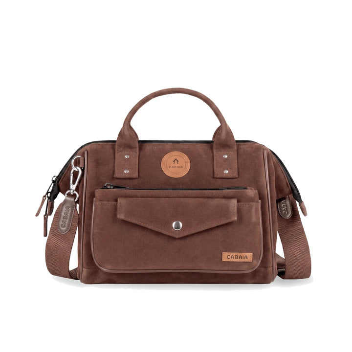 Sac bandoulière crossbody medium en velours marron Burlington Cabaia