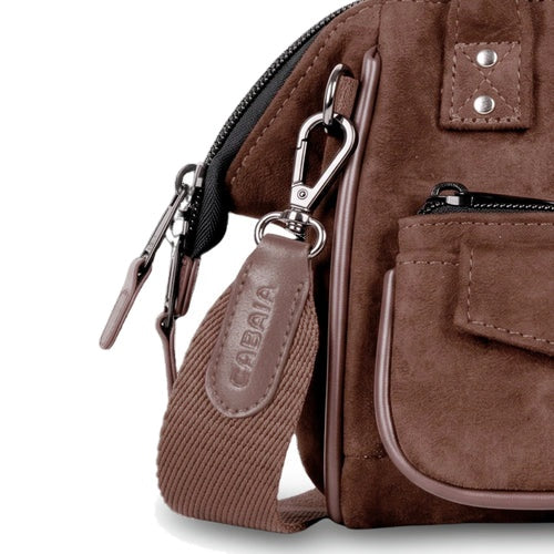 Petit sac bandoulière crossbody small en velours marron Burlington Cabaia