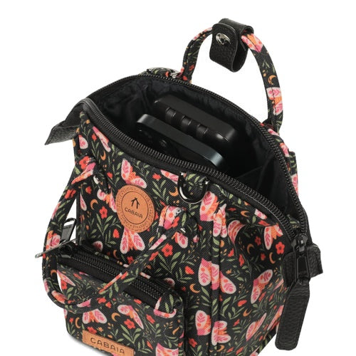 Sac bandoulière nano bag noir fleuri samarinda cabaia