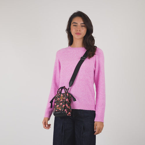 Sac bandoulière nano bag noir fleuri samarinda cabaia