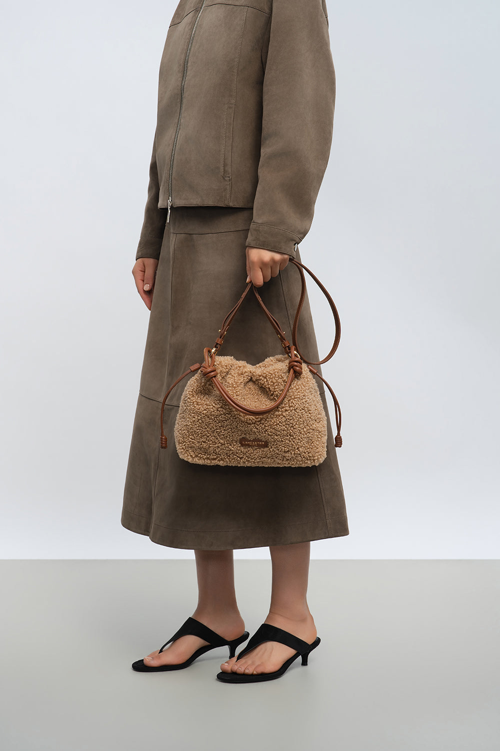 Sac besace en moumoute marron Lancaster 518-088