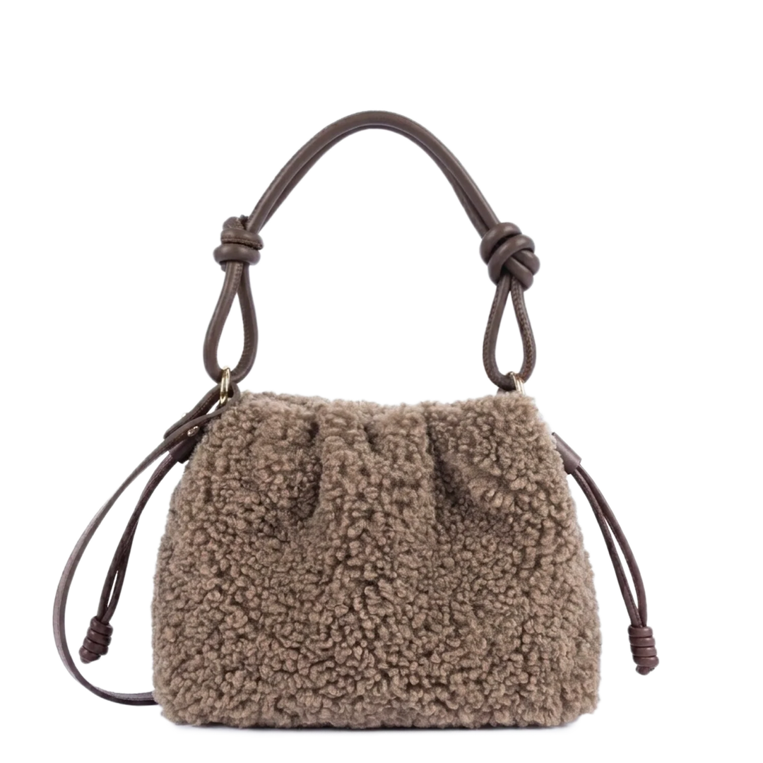 Petit Sac Besace en moumoute marron Lancaster 518-087