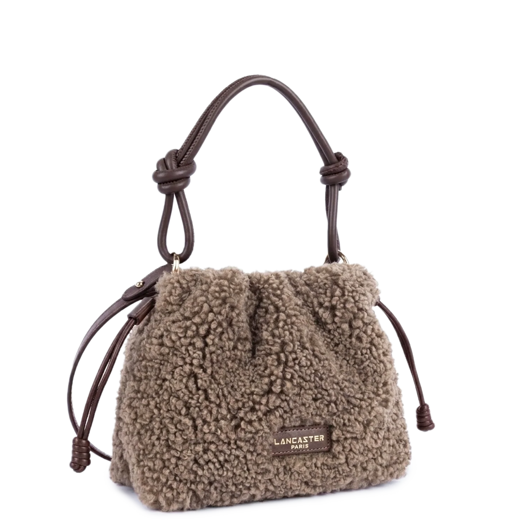 Petit Sac Besace en moumoute marron Lancaster 518-087