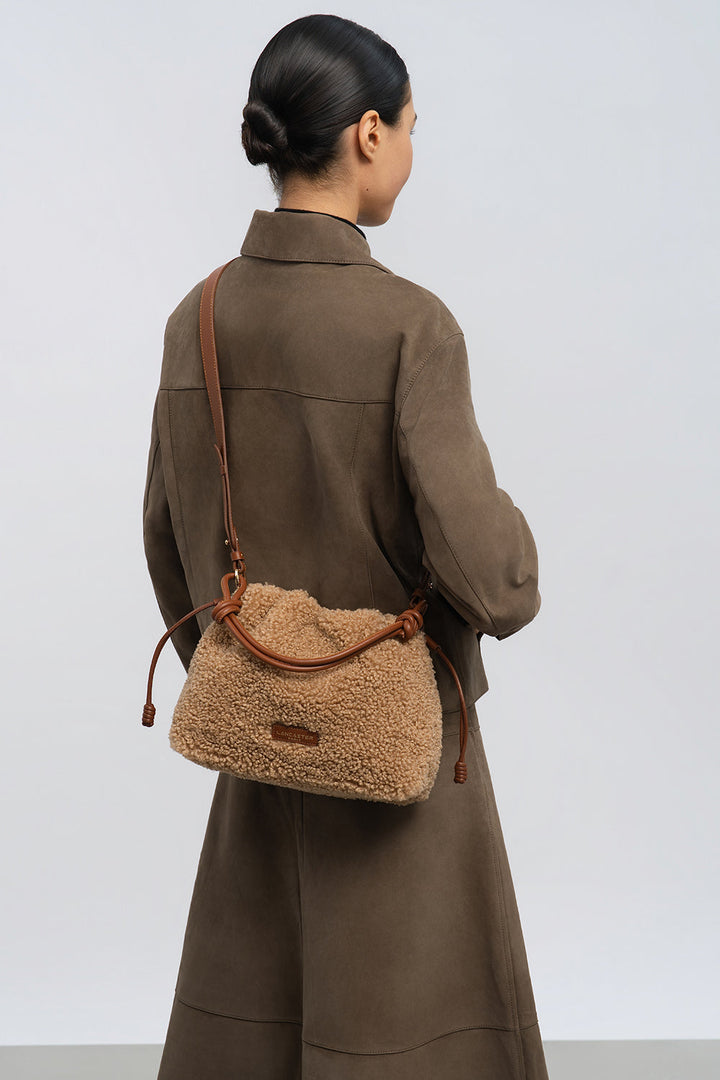 Sac besace en moumoute marron Lancaster 518-088