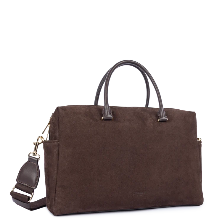 Sac cabas main marron en velours Suede Cube Lancaster 530-60