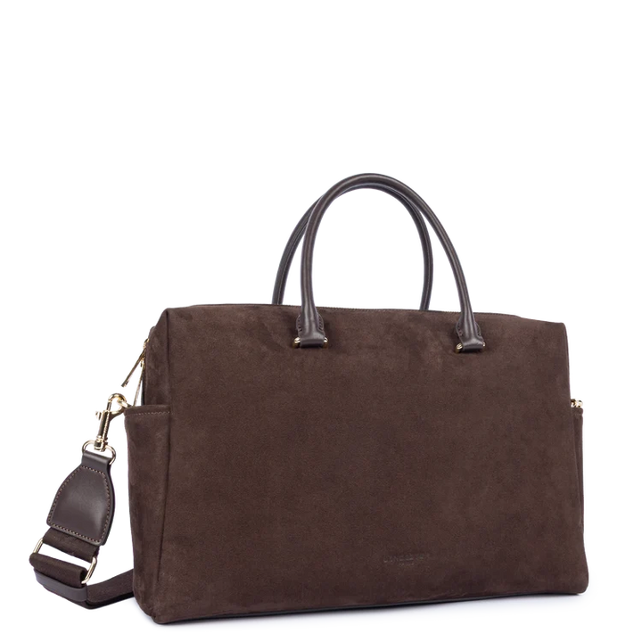 Sac cabas main marron en velours Suede Cube Lancaster 530-60
