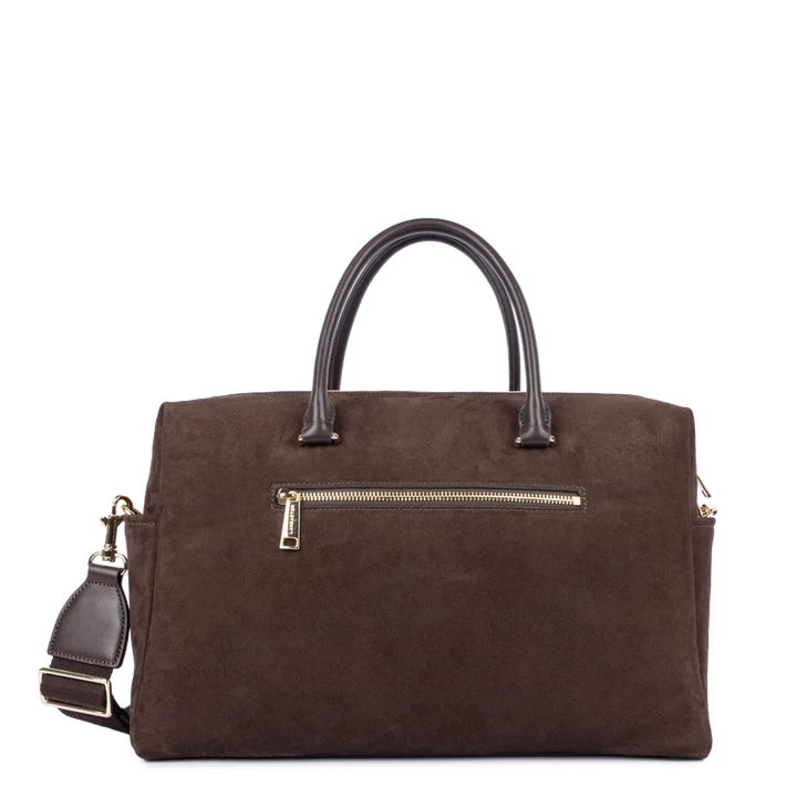 Sac cabas main marron en velours Suede Cube Lancaster 530-60