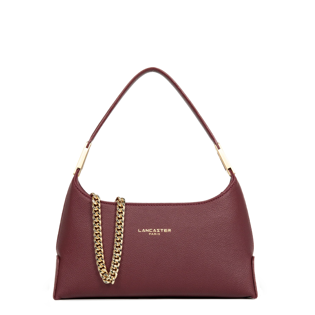 Sac à main en cuir bordeaux et bandoulière chaine dorée Lancaster Lyche Ace 422-038