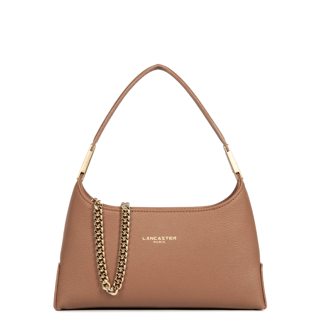 Sac à main en cuir marron et bandoulière chaine dorée Lancaster Lyche Ace 422-038