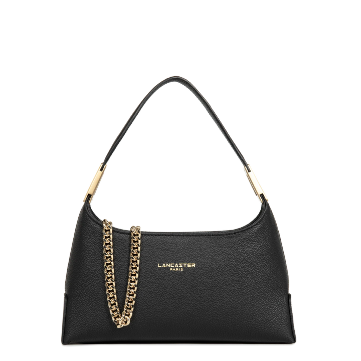 Sac à main en cuir noir et bandoulière chaine dorée Lancaster Lyche Ace 422-038