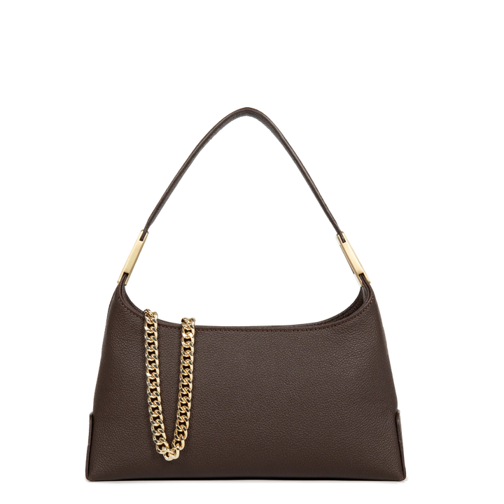 Sac à main en cuir marron et bandoulière chaine dorée Lancaster Lyche Ace 422-038