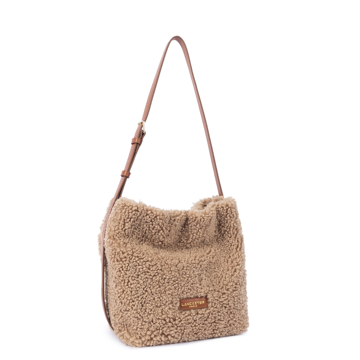 Sac seau en moumoute marron Lancaster 518-089