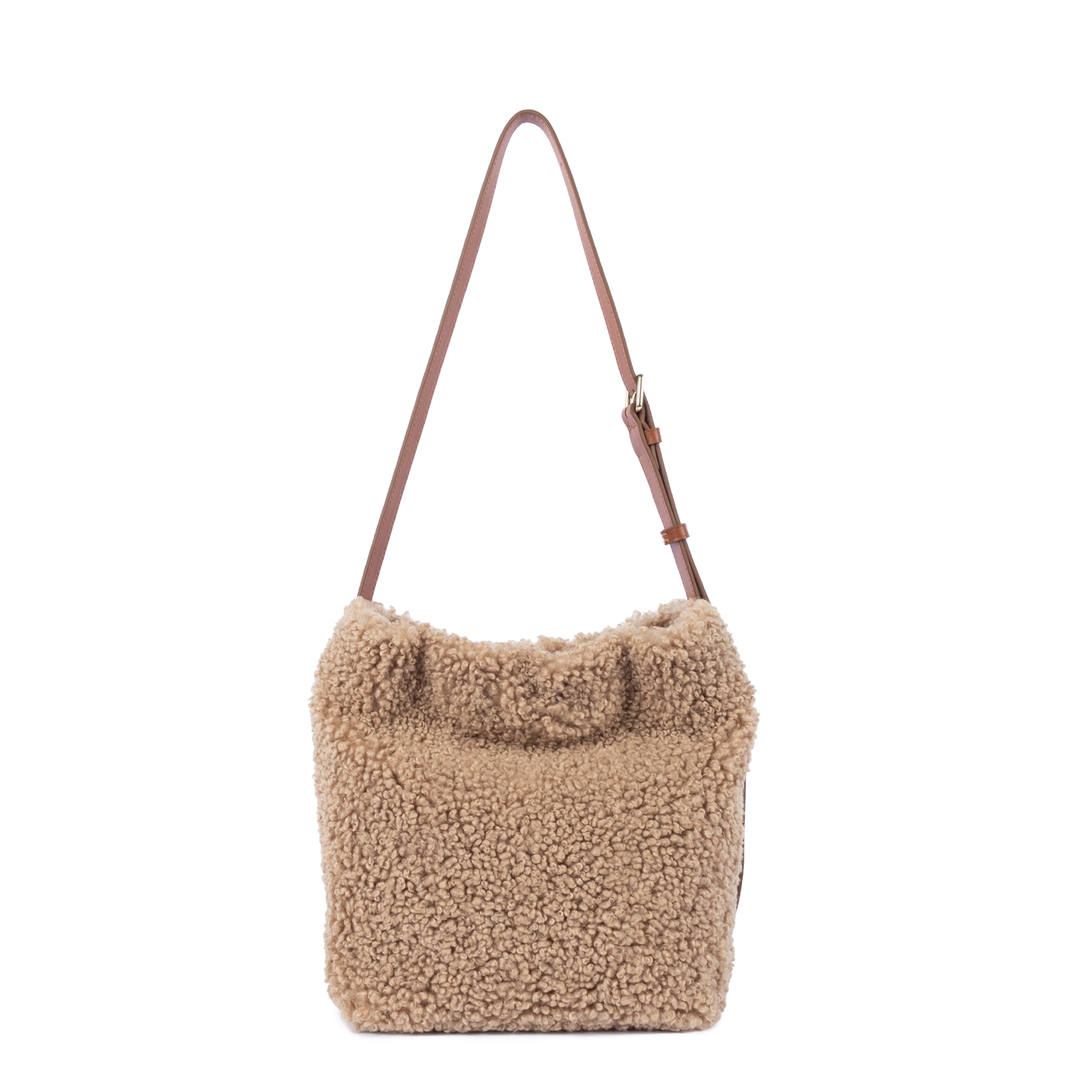 Sac seau en moumoute marron Lancaster 518-089