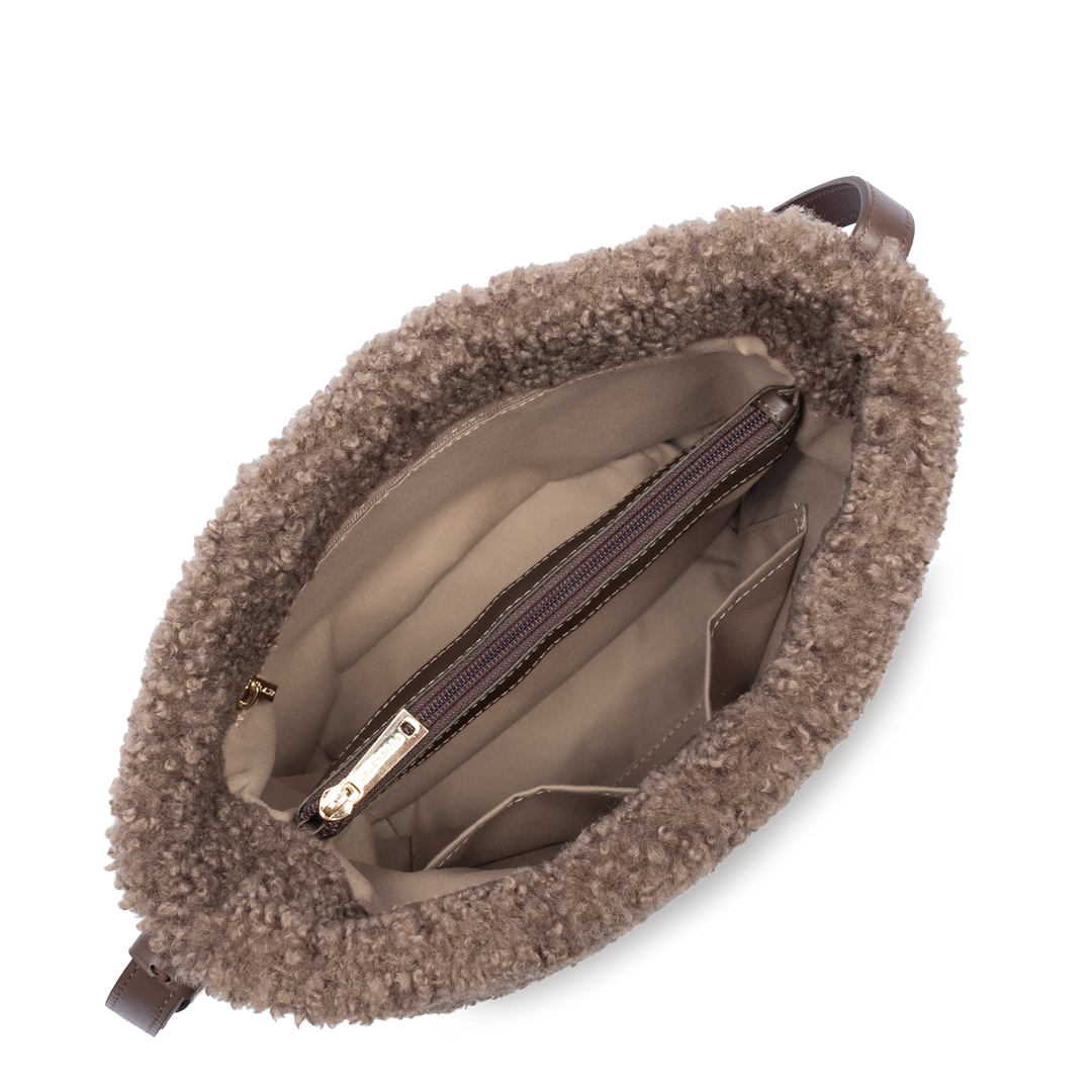 Sac seau en moumoute marron Lancaster 518-089
