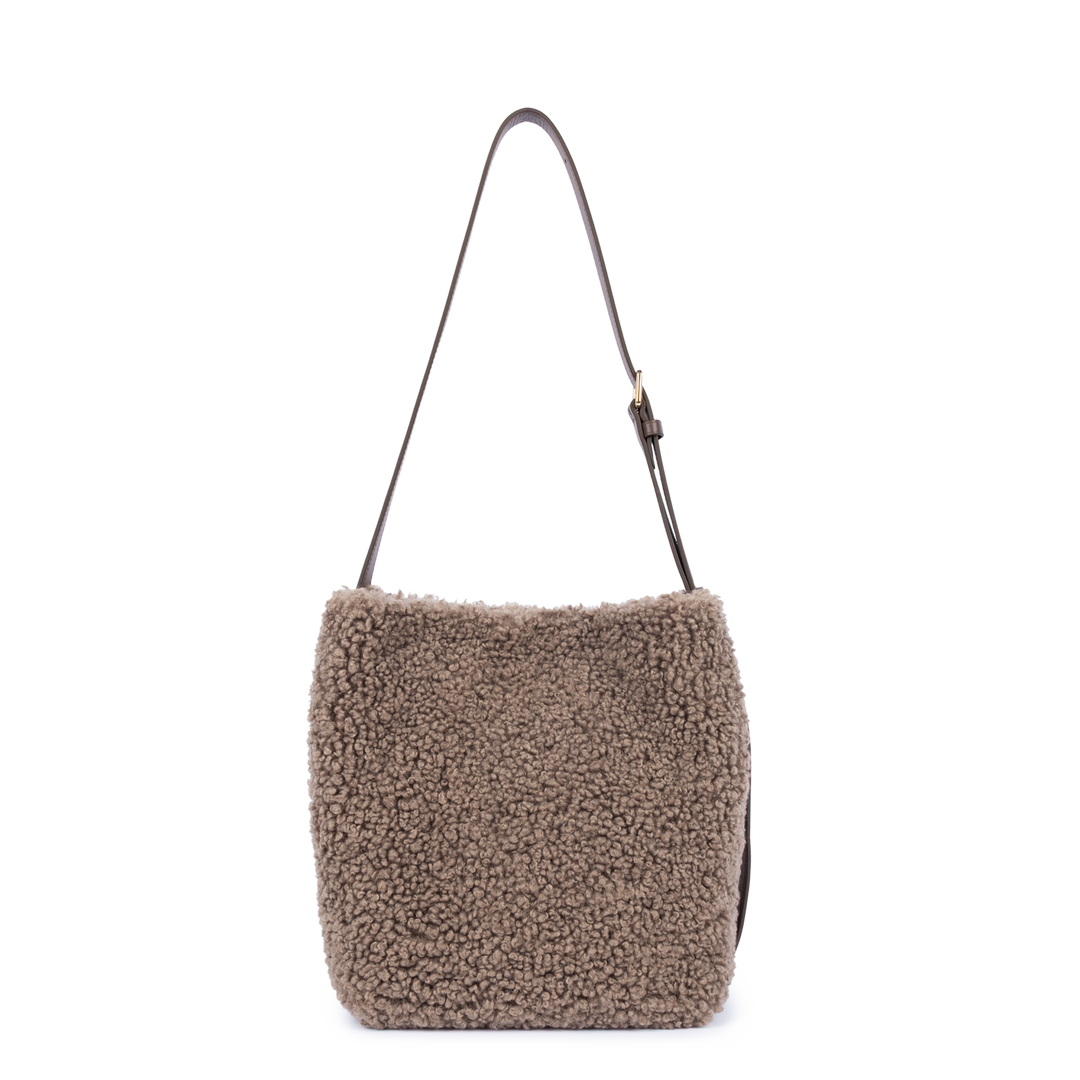 Sac seau en moumoute marron Lancaster 518-089