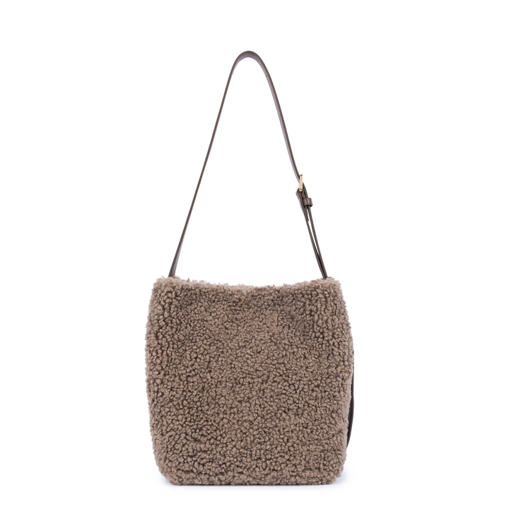Sac seau en moumoute marron Lancaster 518-089