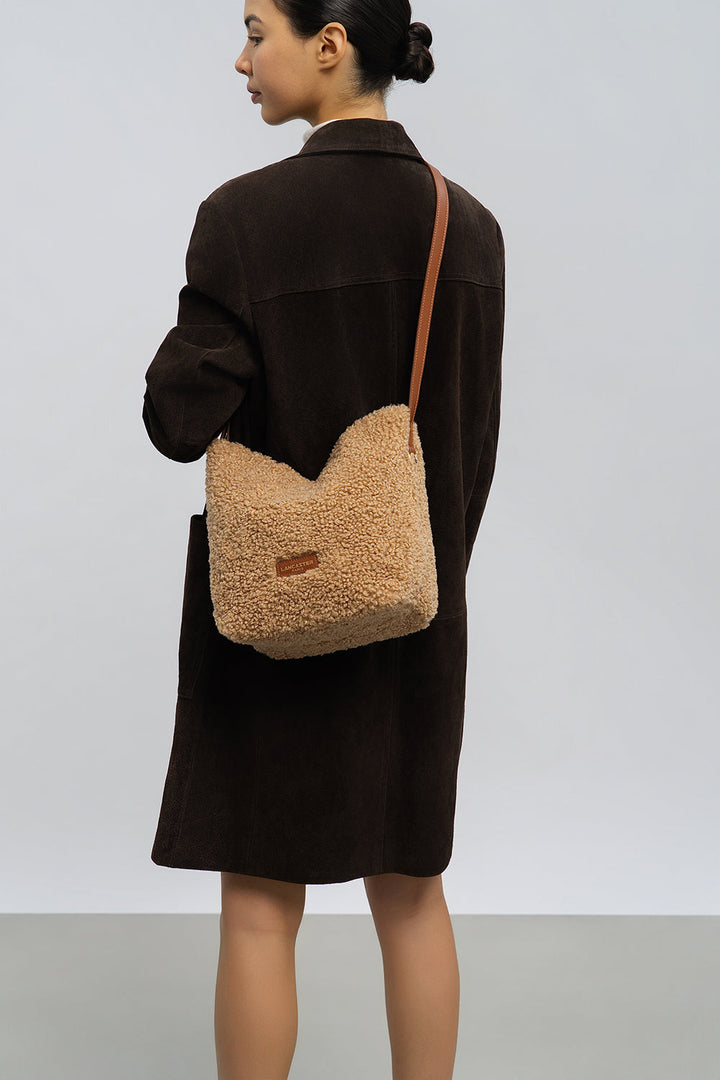 Sac seau en moumoute marron Lancaster 518-089