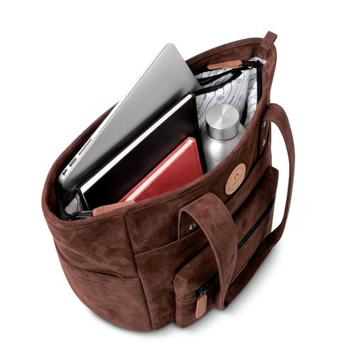 Tote bag marron en velours Burlington Cabaia