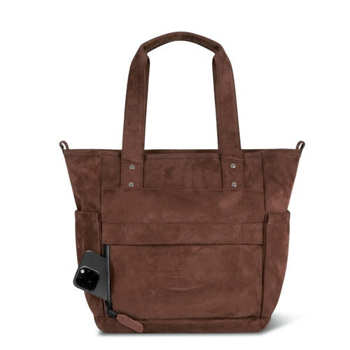 Tote bag marron en velours Burlington Cabaia