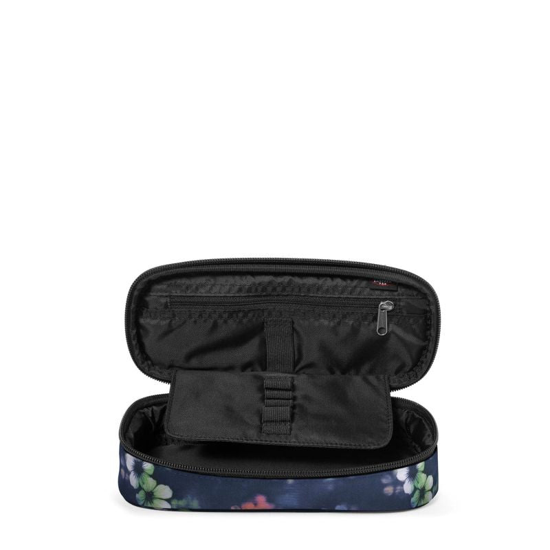 Trousse plate oval bleu à  fleurs Eastpak pour l'école le collège et lycée