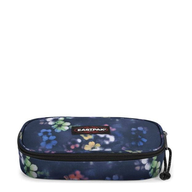 Trousse plate oval bleu à  fleurs Eastpak pour l'école le collège et lycée