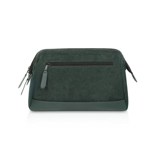 Trousse de toilette en velours côtelé vert Cabaia Bremen